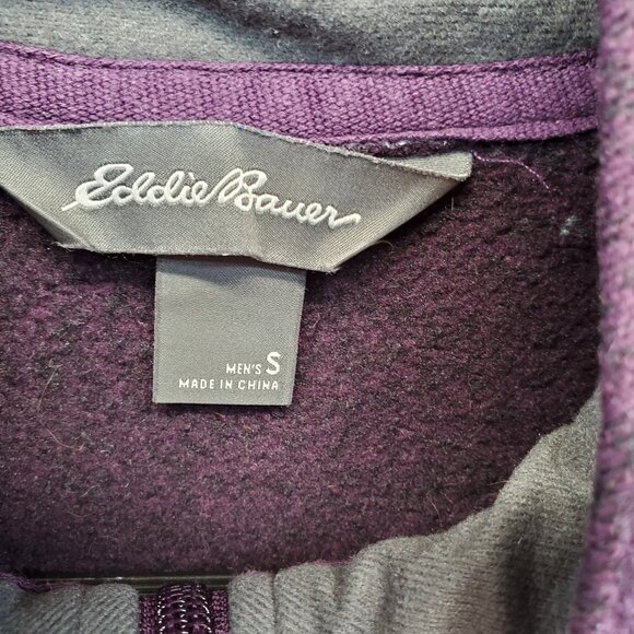 Eddie Bauer Quarter Zip Pullover Jacket Men Small Purple Pockets Outdoor S - Picture 4 of 7